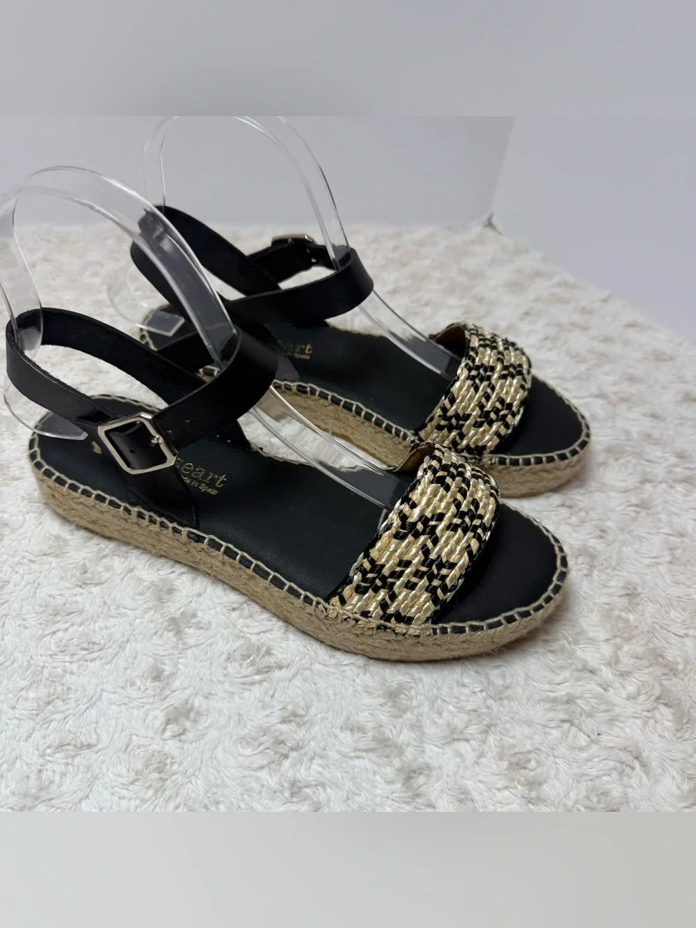 Woven Black & Natural Espadrille Sandals for Women Made in Spain